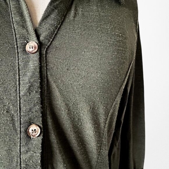 Fashion Nova Camo Green Knit Button Down Front 3/4 Sleeve Top Size M/L - Picture 7 of 7